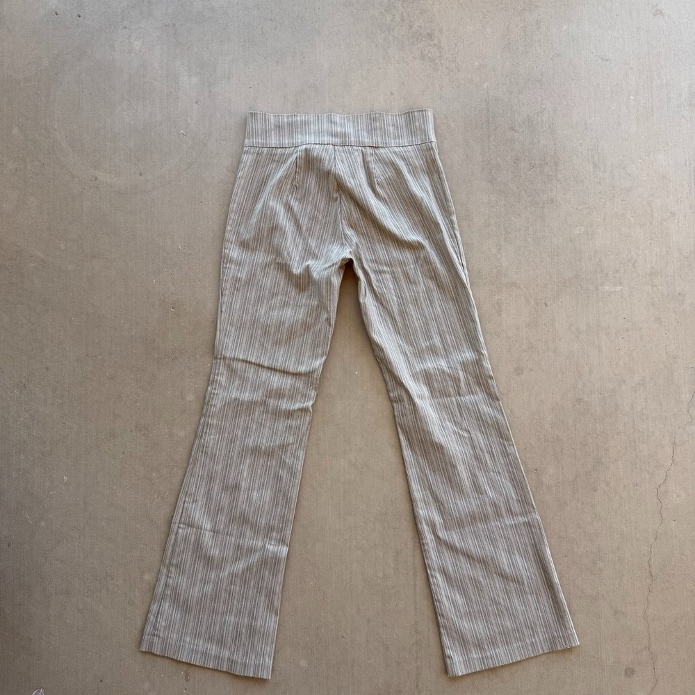Rue21 Y2K Striped Flare Pants Womens 11/12 Beige High Rise Stretch Retro - Picture 4 of 7